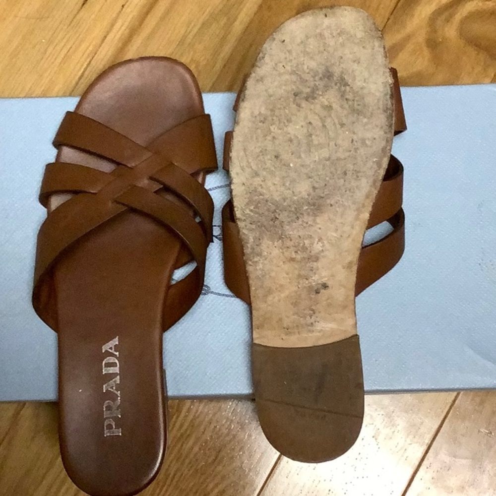 PRADA Woven Triple Strap Slide - Picture 3 of 5